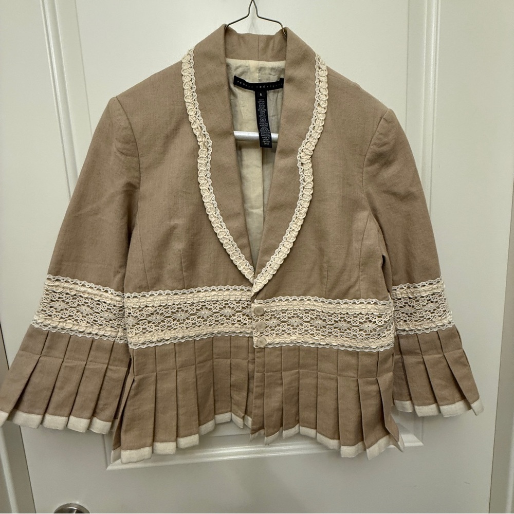 Robert Rodriguez Tan Blazer with Lace Trim